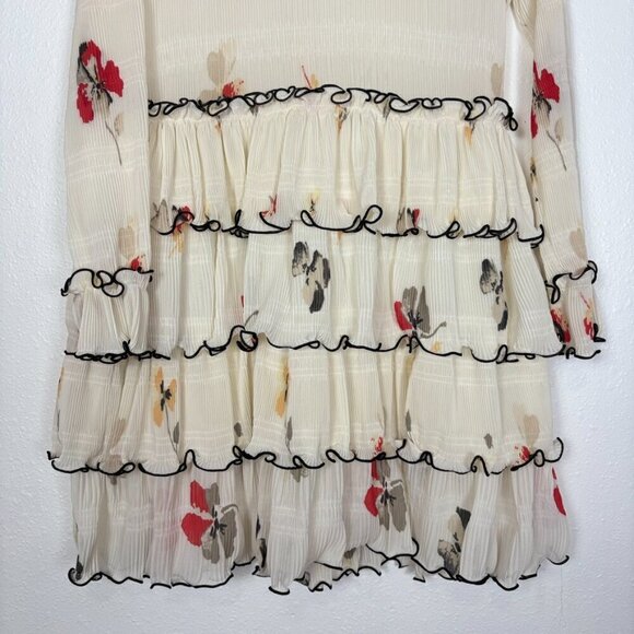 GANNI Size: 34 US Size: 2 Style 1729 Lowell Floral Print Tiered Mini Dress - Picture 5 of 15